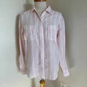 GAP Striped Stripe Pink White Button Down ShirtPink 100% Linen S